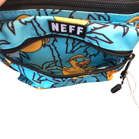NEFF Fanny Pack Rubber Duck Palm Tree Sunglasses Blue Waist Belt Bag Retro 90s - Picture 3 of 7